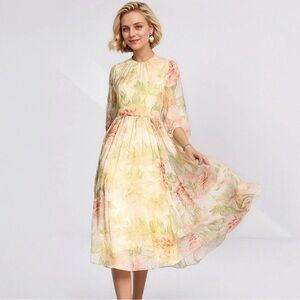 Long 100 Mulberry Silk Dress High-end Summer Style M-L NWT MSRP $439 SK1